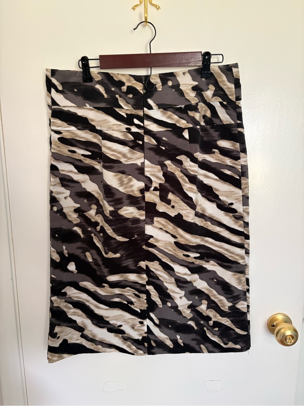 Worthington Zebra-Print Black and Cream Pencil Skirt